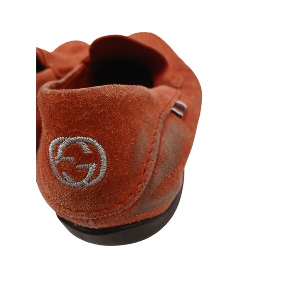 Gucci Red Suede Leather Slip‎ on Web Loafers Men\'s 9.5 G Driving Shoes Moccasin main image 16